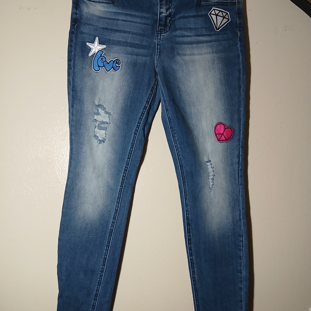 Joe Boxer Blue Skinny Jeans with Embroidered Patches